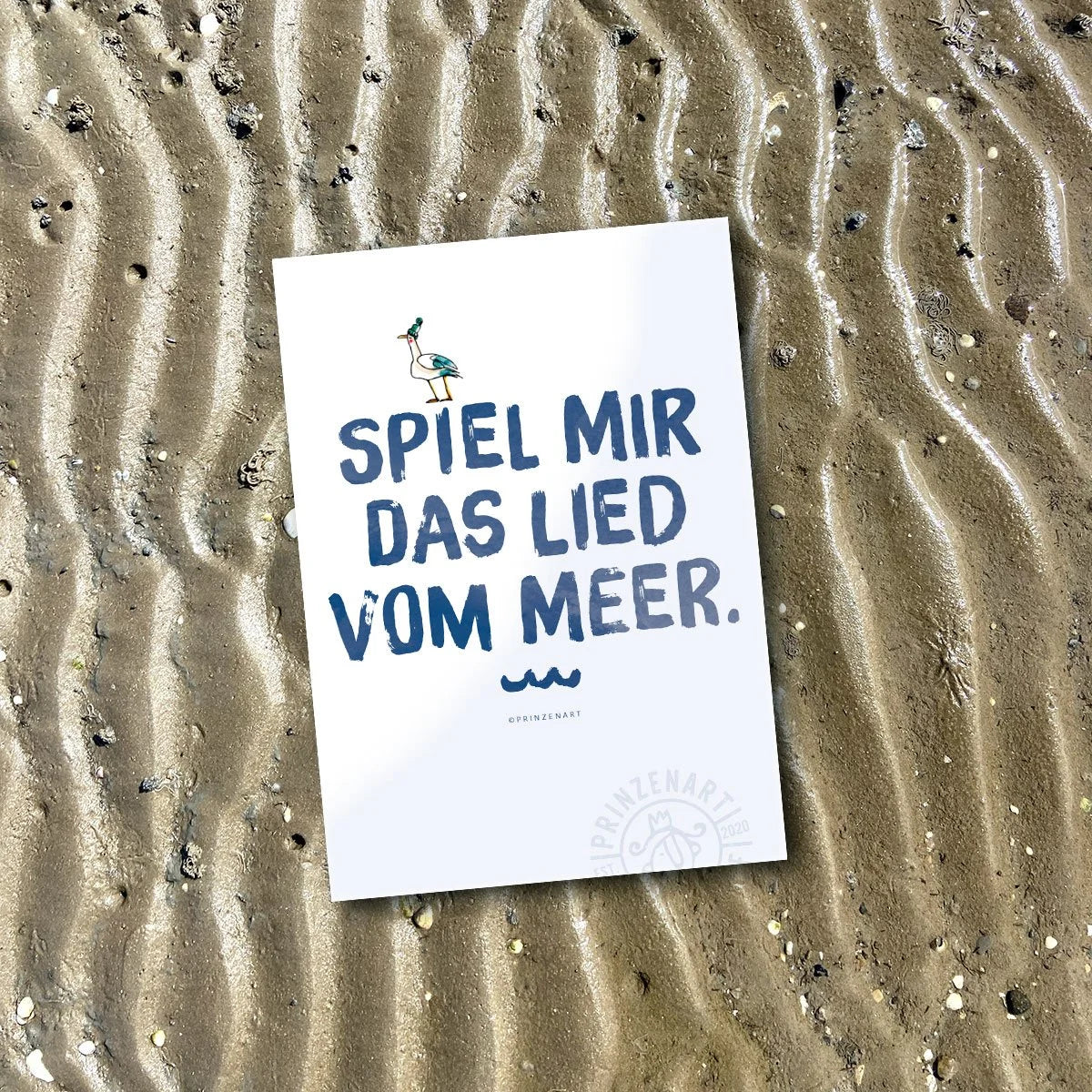 Meersinn-Postkarte Text Spiel mir das Lied vom Meer, am Strand | Prinzenart
