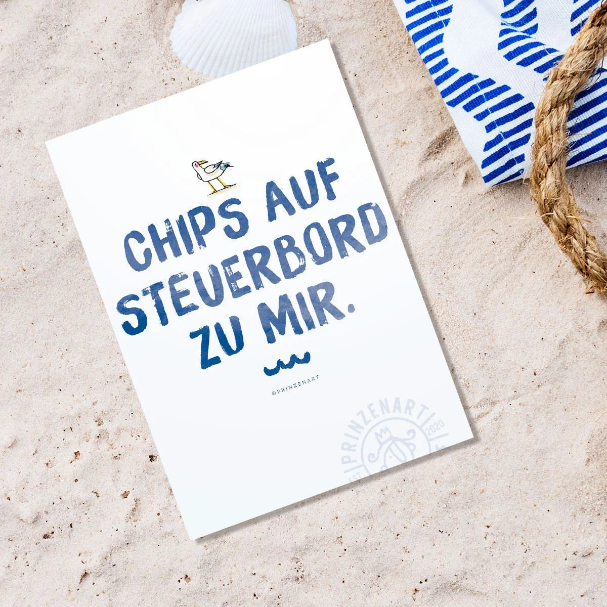 Meersinn-Postkarte Text Steuerbord, maritimer Spruch mit Moewe | Prinzenart