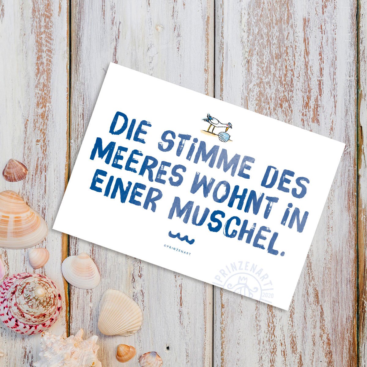 Meersinn-Postkarte Text Stimme des Meeres, maritimer Spruch am Strand | Prinzenart