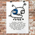 Smutjez Bauletti, witziges Monster mit blauem Auge und sechs Beinen, Schwarz-Weiss | Prinzenart