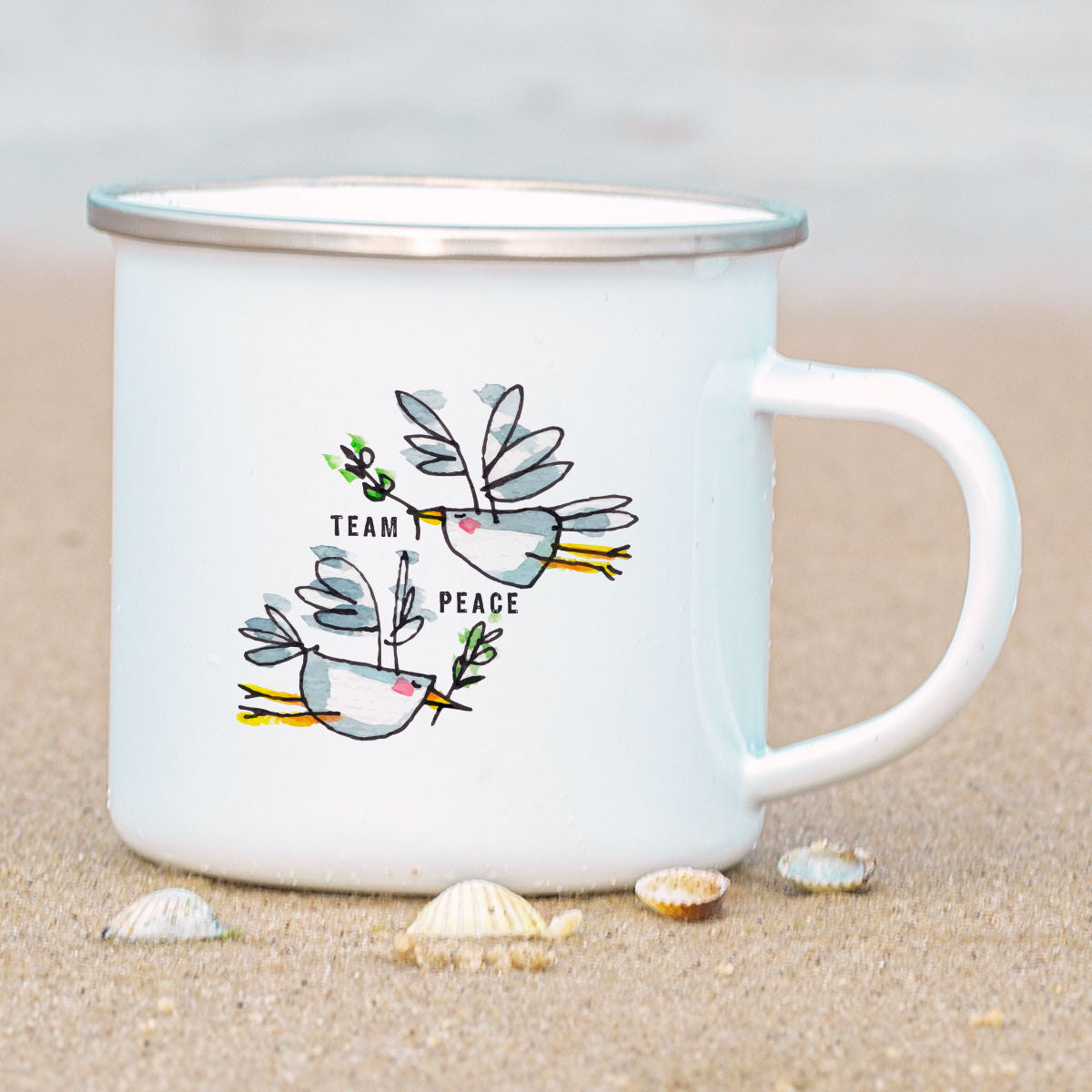Emaille-Tasse – Team Peace