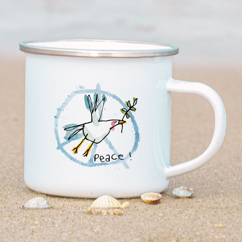 Emaille-Tasse – Peace Möwe