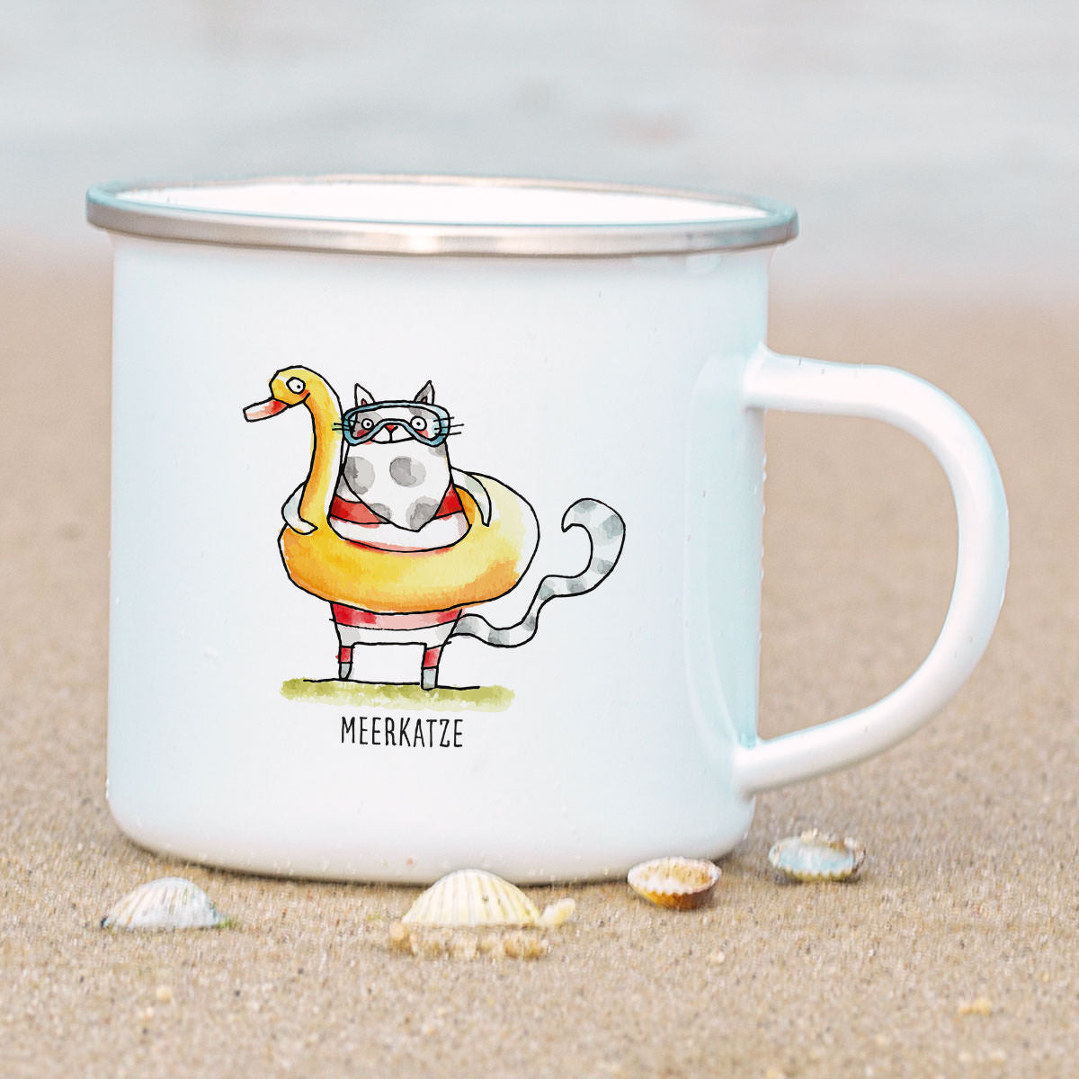 Emaille-Tasse – Meerkatze