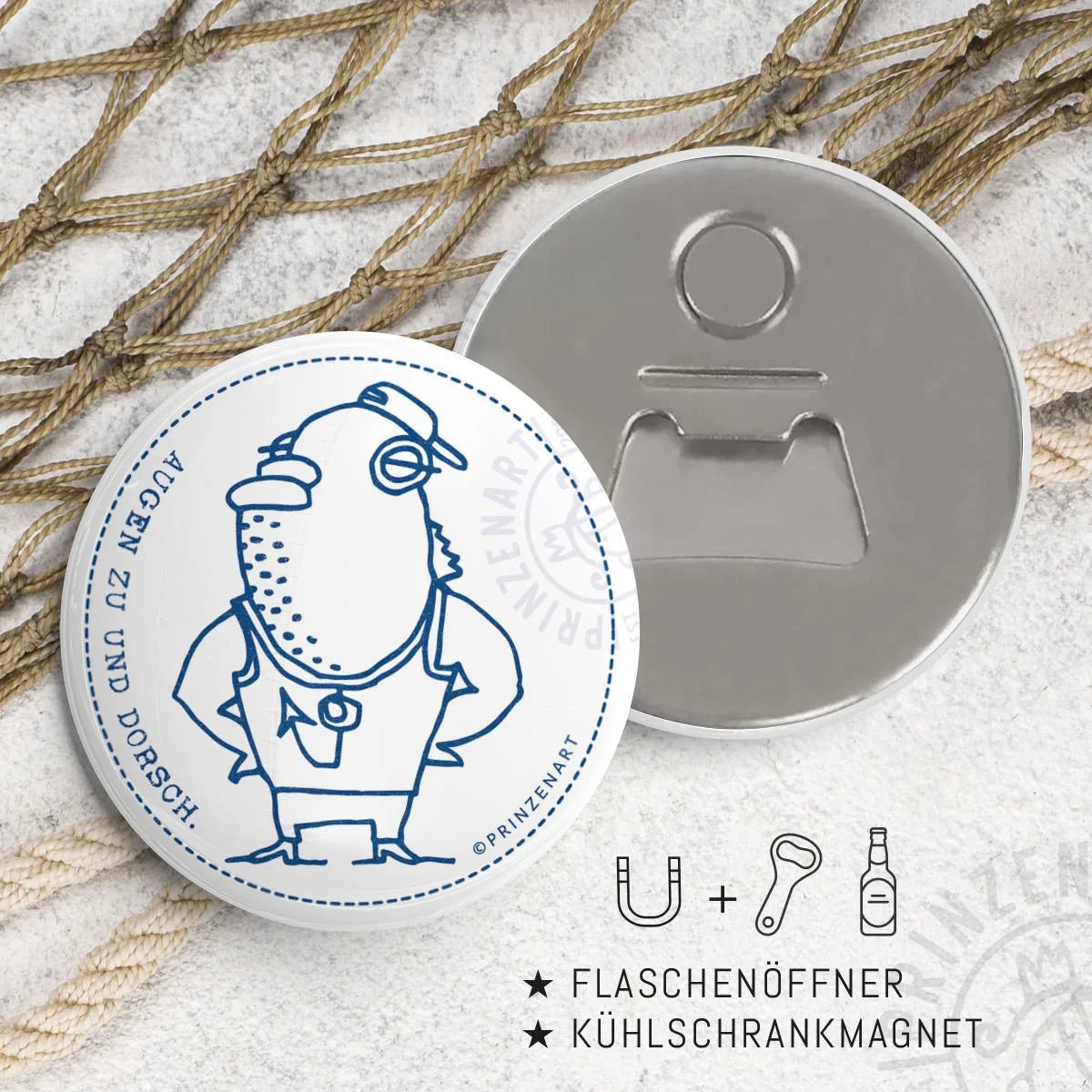 Pin-Serie Fischköppe Flaschenöffner-Magnet | Prinzenart