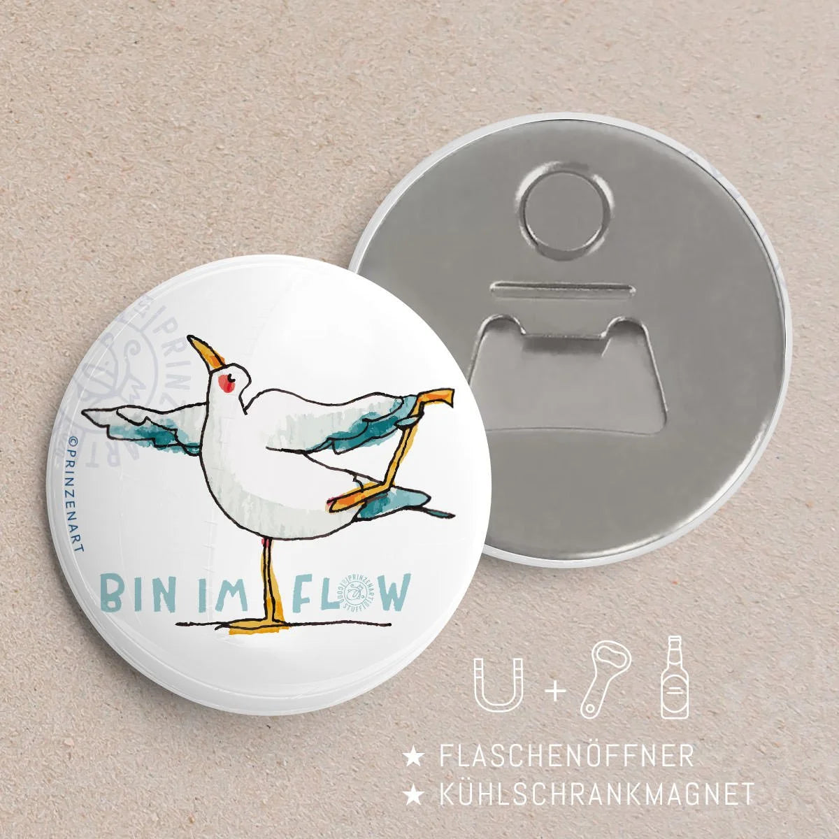 Pin-Serie Yogamöwen Flaschenöffner-Magnet | Prinzenart