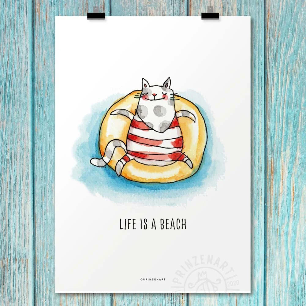 Poster Strandkatzen Life is a Beach | Prinzenart