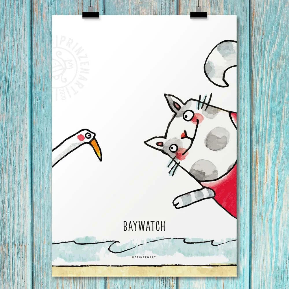 Poster Strandkatzen Baywatch | Prinzenart