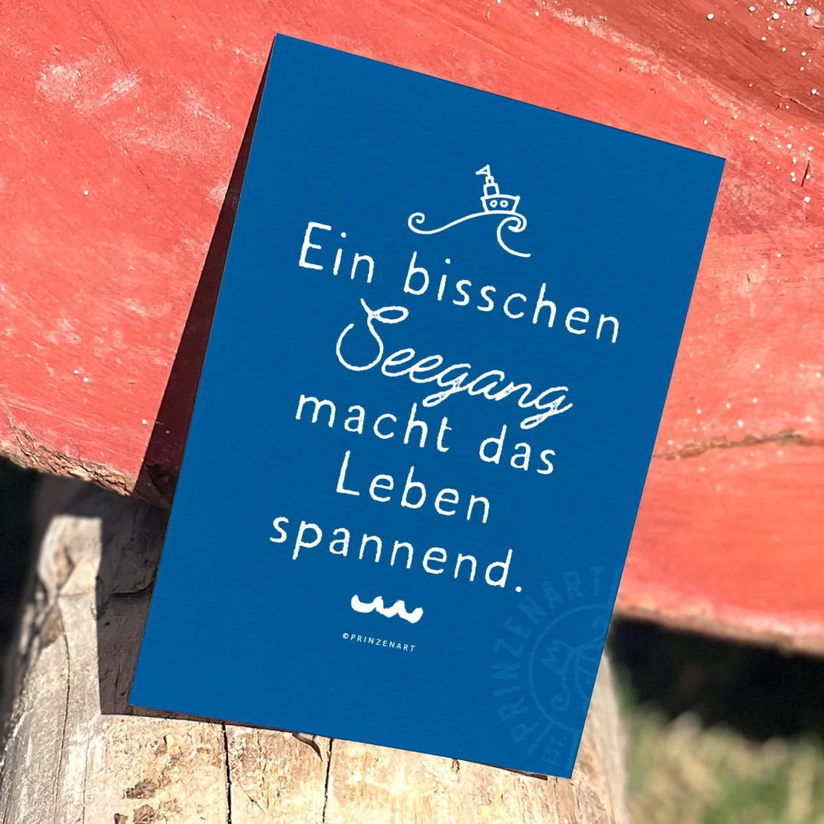 Postkarte Seegang, motivierender maritimer Spruch am Strand | Prinzenart