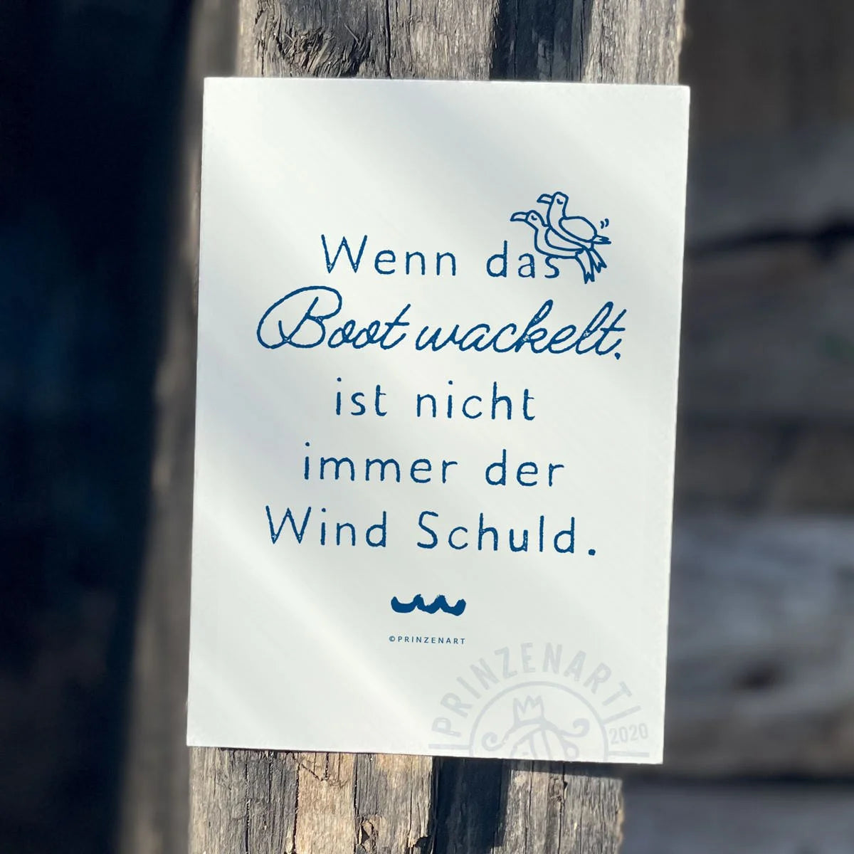 Postkarte Wenn das Boot mal wackelt, motivierender maritimer Spruch | Prinzenart