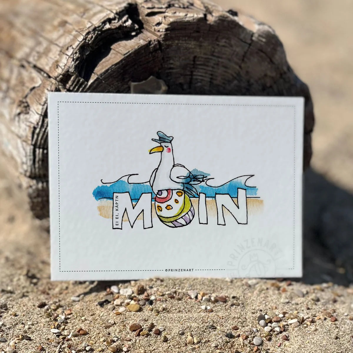 Oster-Postkarte Moewe als Kapitaen auf Osterei, Text Ei Ei Kaeptn Moin | Prinzenart
