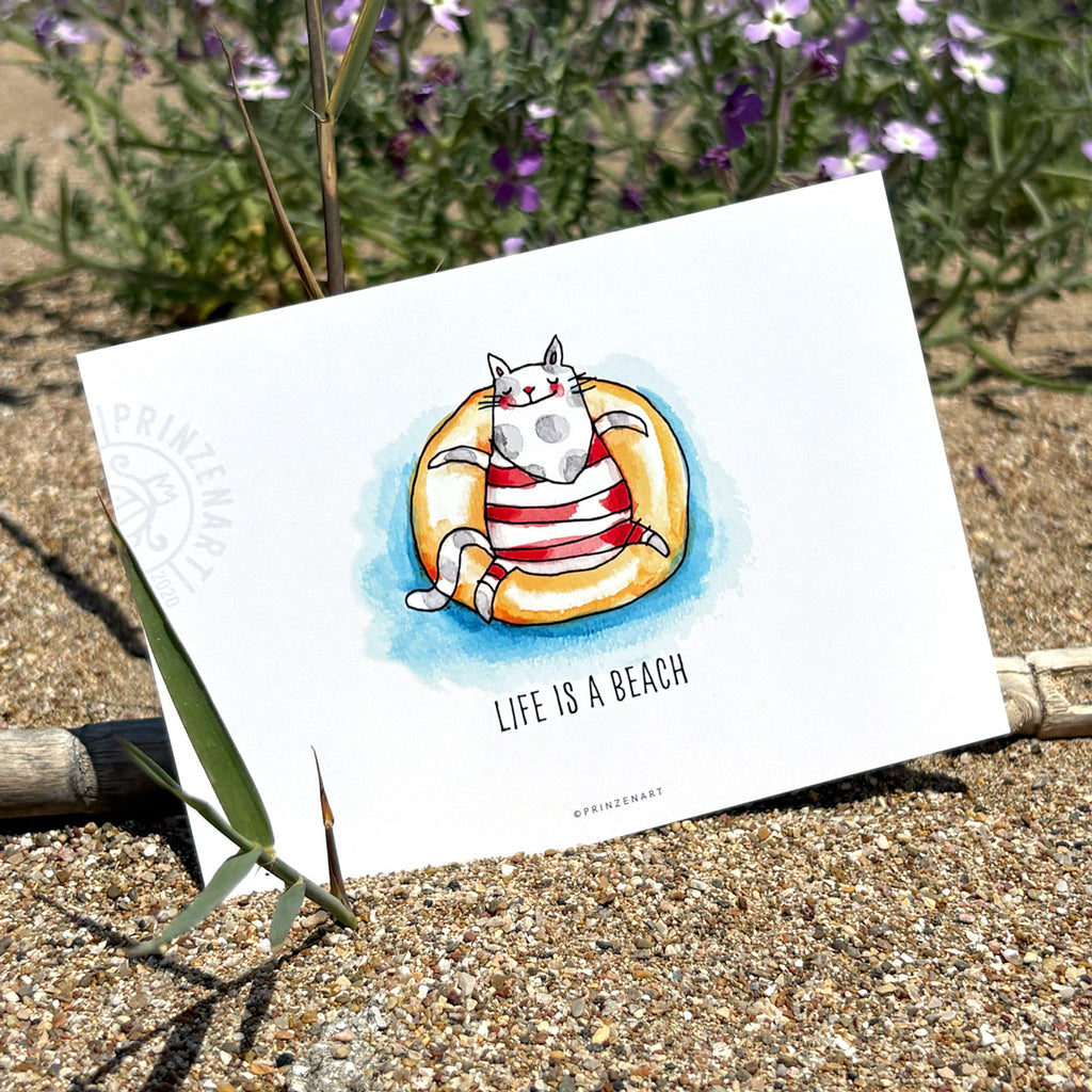 Postkarten Strandkatze