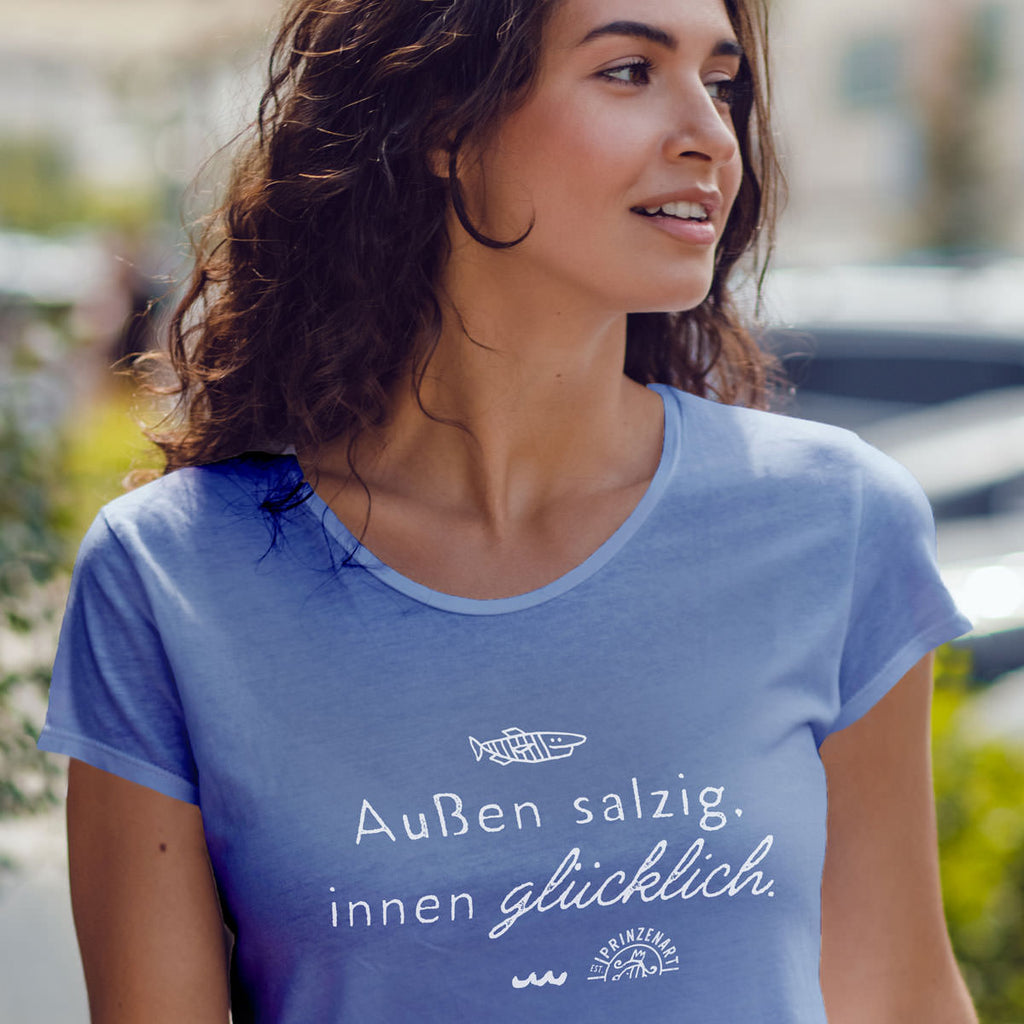 Frauen-T-Shirt – Außen salzig, innen glücklich