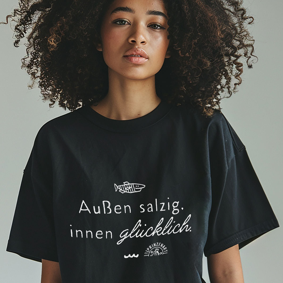 Unisex Oversized Bio T-Shirt – Außen salzig, innen glücklich